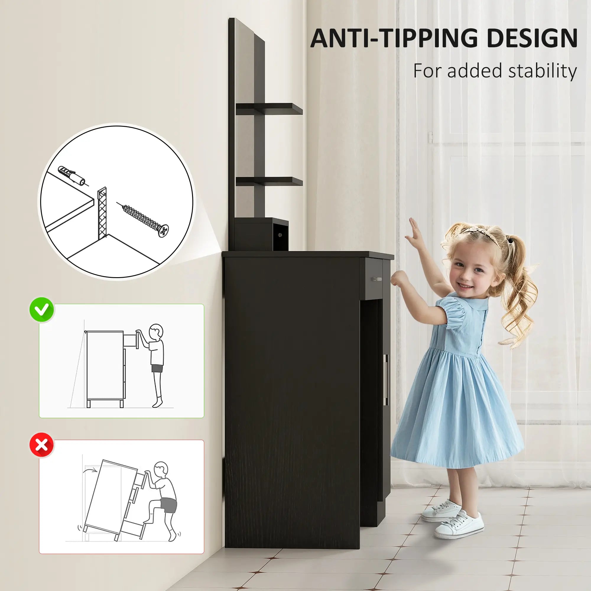 Vanity Desk with Mirror, Drawer, Open Compartment, Shelves, Cabinet Dressing & Vanity Tables at Gallery Canada