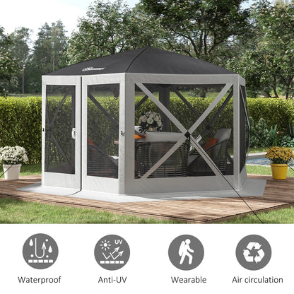12' x 12' Hexagon Pop Up Screen Tent, Camping Shelter, Grey Pop Up Canopies at Gallery Canada