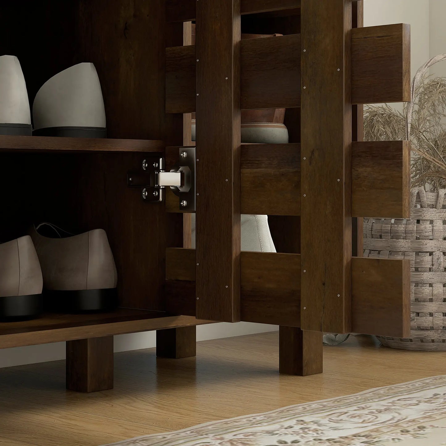 21 Pair Shoe Cabinet, 5-Tier Double Door, 5-Tier Open Shelves, Brown Shoe Storage Cabinets & Racks at Gallery Canada