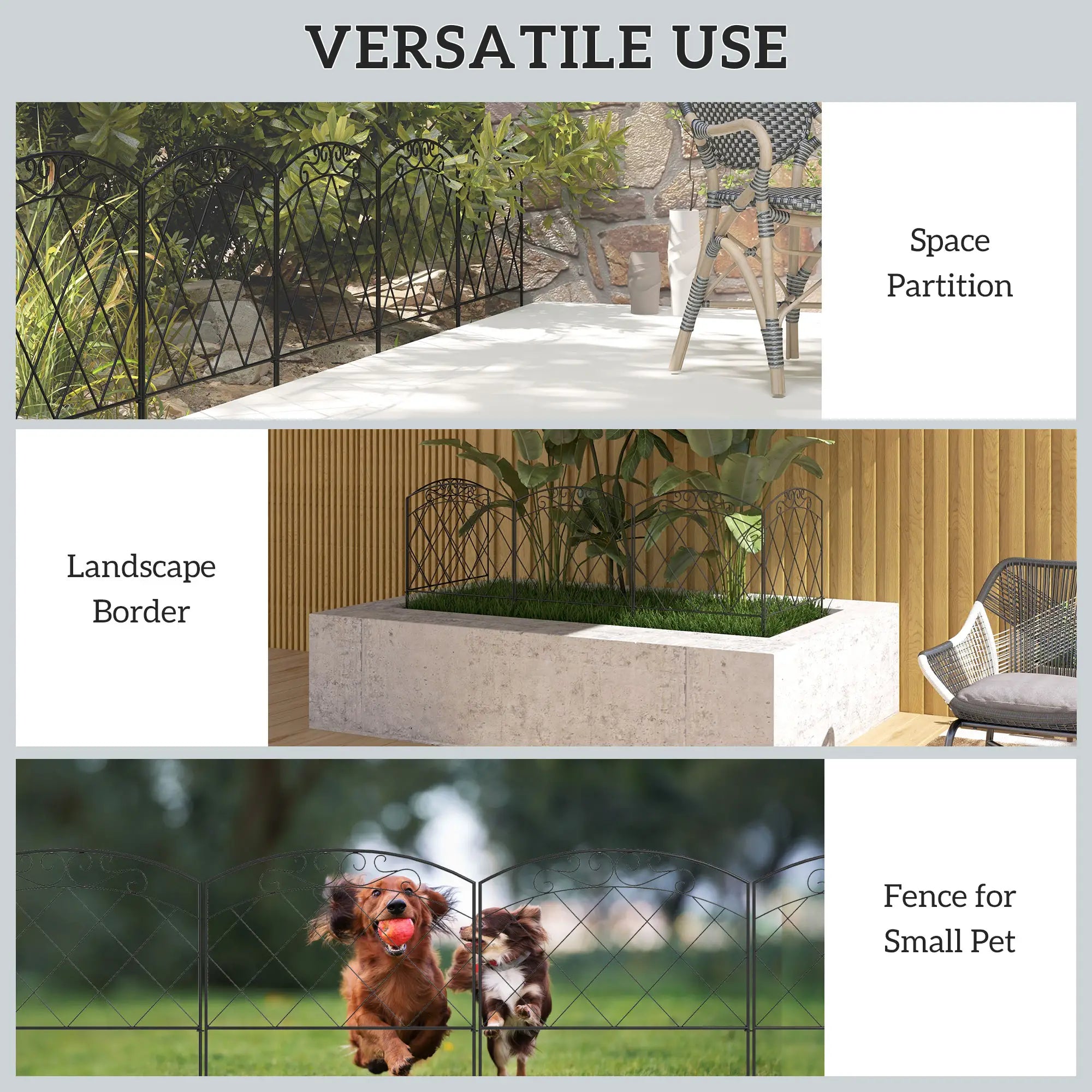 5 Pack Garden Fencing, Swirls Black, Decorative Animal Barrier, Black Garden Fences at Gallery Canada
