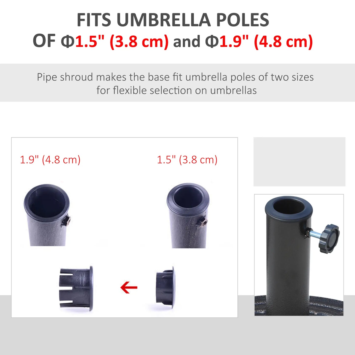 26 lbs Resin Umbrella Base, Round Market Parasol Holder, Φ1.5", Φ1.89" Pole, Bronze Umbrella Bases at Gallery Canada