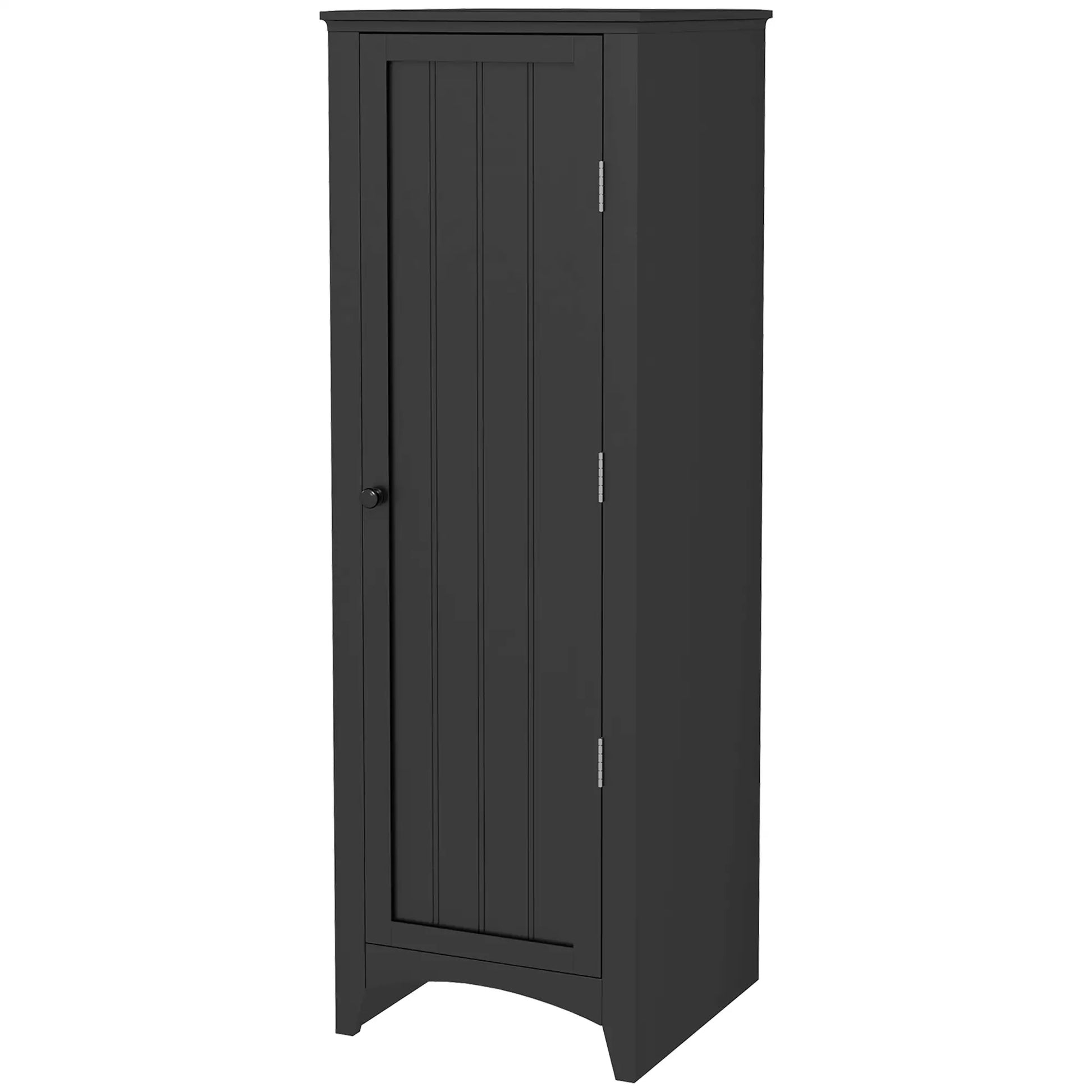 48" Kitchen Pantry Cabinet, Single Door, 4 Tier Adjustable Shelves, Black Kitchen Pantry Cabinets Black at Gallery Canada