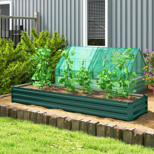 8'x2'x1' Galvanized Raised Bed, Elevated Planter Box, Green