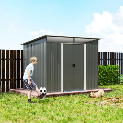 9' x 6.5' Metal Garden Shed, Outdoor Utility Storage, Dark Grey Sheds at Gallery Canada