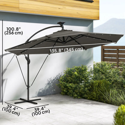 11.3 ft Cantilever Patio Umbrella, With Light And Cover, Dark Grey Offset Cantilever Umbrellas at Gallery Canada