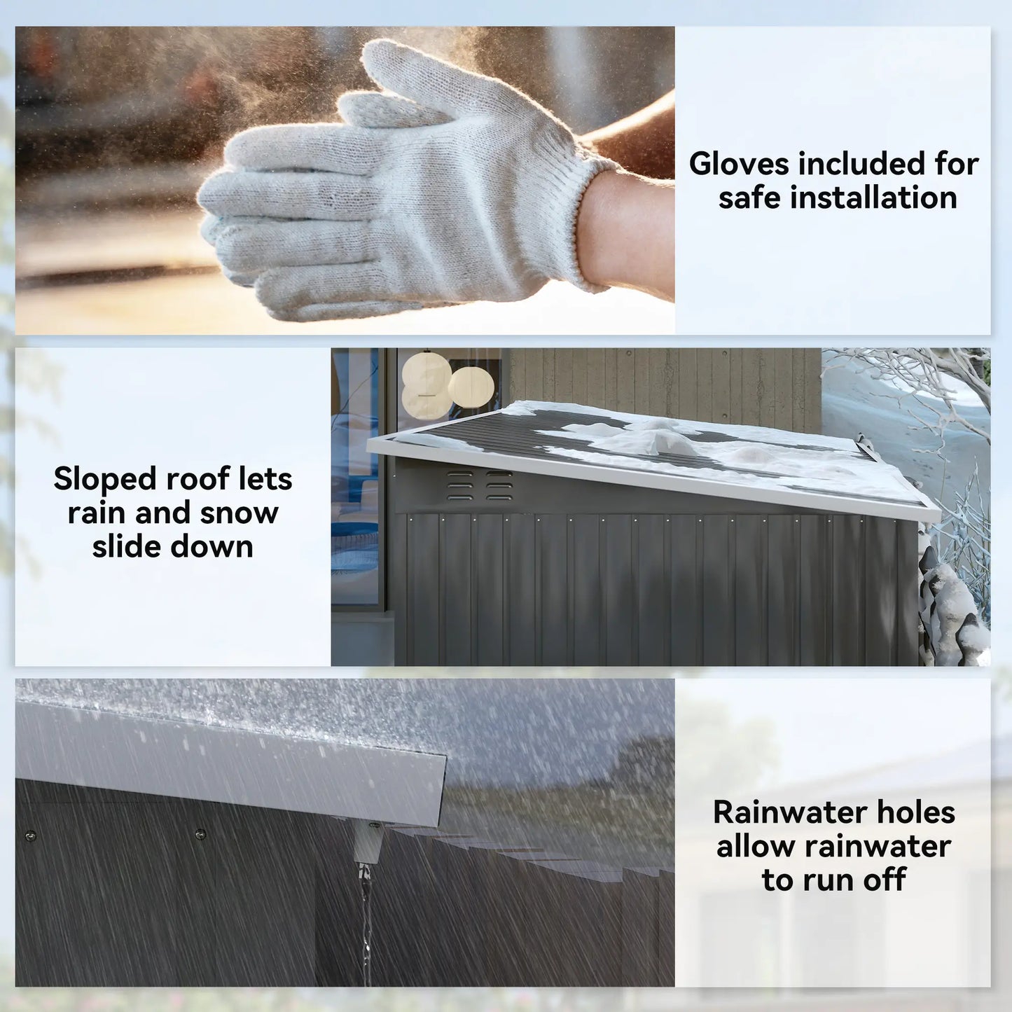 8.5' x 6' Galvanised Steel Outdoor Storage Shed, Lockable Doors, Dark Grey Sheds at Gallery Canada