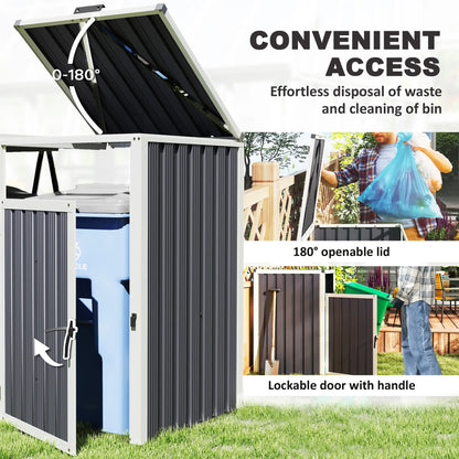 Double Garbage Bin Shed, Lockable Outdoor Storage, Dark Grey Sheds at Gallery Canada