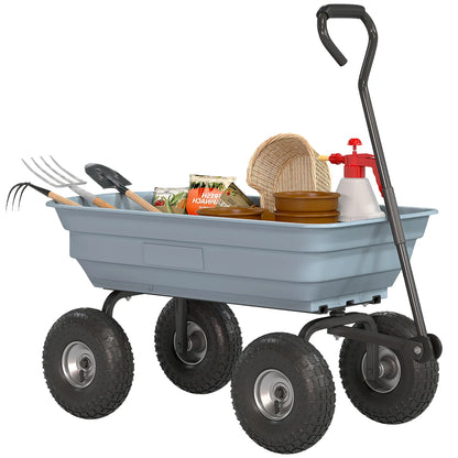 Steel Garden Cart, 10" Pneumatic Tires, 551lbs Capacity, Grey Folding Garden Carts Black and Grey at Gallery Canada
