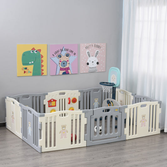 10 Panel Baby Enclosure, Baby Playpen, Kids Play Pen Safety Gate Kids Activity Center Fence for Home Indoor w/ Toy - Gallery Canada