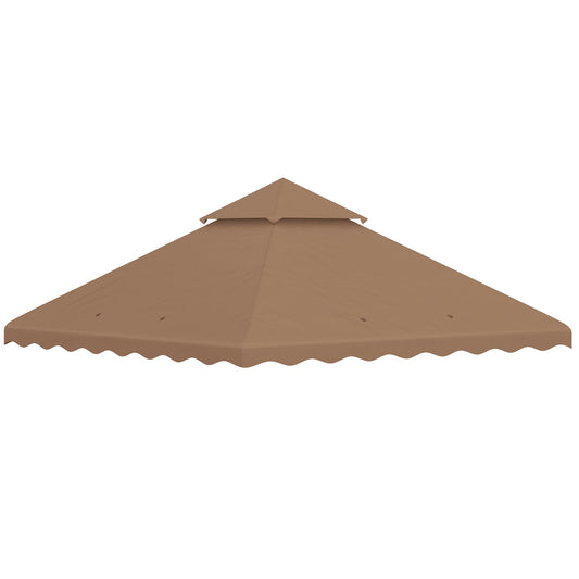 10' x 10' Gazebo Replacement Canopy Cover, 2-Tier Gazebo Roof Replacement (TOP ONLY), Brown at Gallery Canada