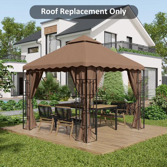 10' x 10' Gazebo Replacement Canopy Cover, 2-Tier Gazebo Roof Replacement (TOP ONLY), Brown - Gallery Canada