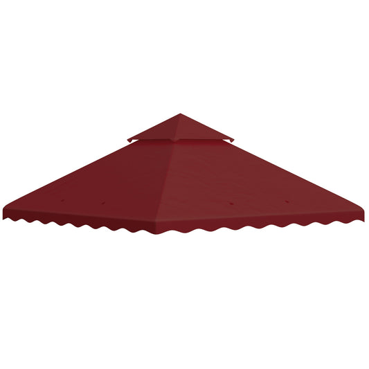 10' x 10' Gazebo Replacement Canopy Cover, 2-Tier Gazebo Roof Replacement (TOP ONLY), Burgundy - Gallery Canada