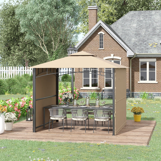 10' x 10' Patio Gazebo with Expandable Side Awnings, Outdoor Canopy Shelter with Double Vented Roof and Steel Frame, for Lawn, Backyard and Deck, Beige - Gallery Canada