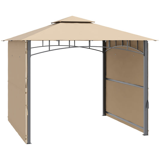 10' x 10' Patio Gazebo with Expandable Side Awnings, Outdoor Canopy Shelter with Double Vented Roof and Steel Frame, for Lawn, Backyard and Deck, Beige - Gallery Canada