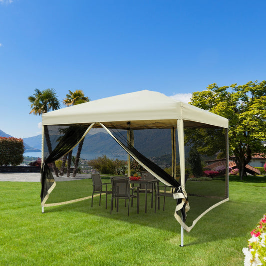 10' x 10' Pop Up Canopy Tent, Foldable Party Tent with Breathable Mesh Sidewalls, Easy Height Adjustable, Carrying Bag for Backyard Garden Patio - Gallery Canada