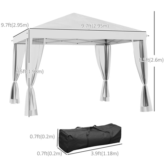 10' x 10' Pop Up Canopy Tent Gazebo with Removable Mesh Sidewall Netting, Carry Bag for Backyard Patio Outdoor, Cream - Gallery Canada