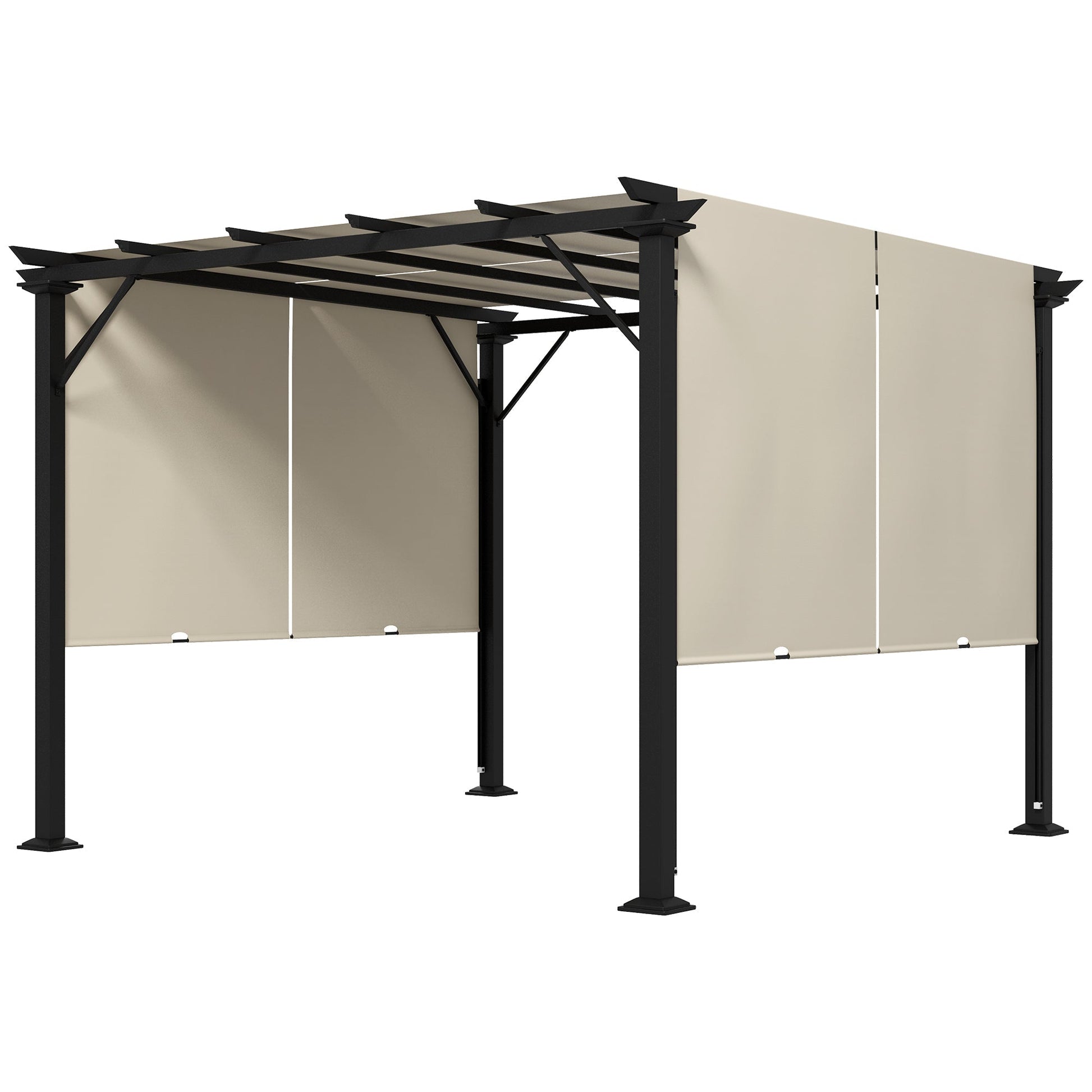 10' x 10' Retractable Pergola Canopy for Backyard, Beige - Gallery Canada