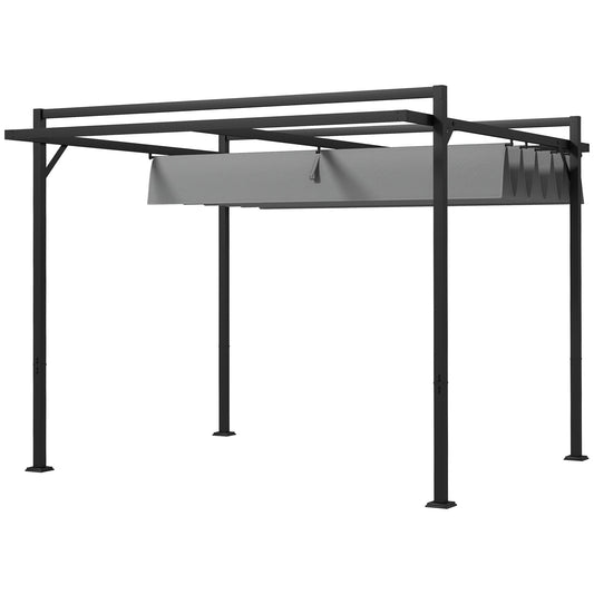 10' x 10' Retractable Pergola, Garden Gazebo Shade Shelter, for Grill, Patio, Deck, Dark Grey - Gallery Canada