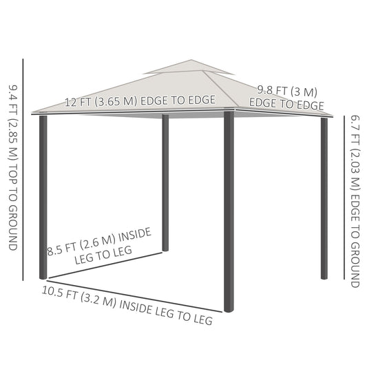 10' x 12' Outdoor Gazebo with Nettings, Patio Gazebo Canopy for Patio Garden Backyard Deck, Dark Grey - Gallery Canada