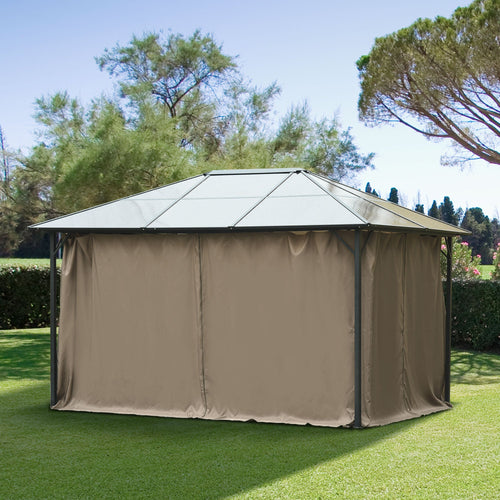 10' x 12' Universal Gazebo Sidewall Set with 4 Panels, Hooks, C-Rings Included for Pergolas &; Cabanas, Brown