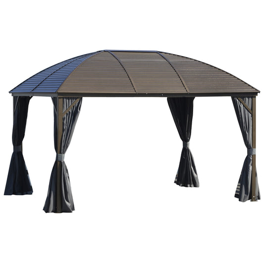 10' x 13' Hardtop Gazebo Aluminum Outdoor Canopy with Mesh Nettings Grey at Gallery Canada