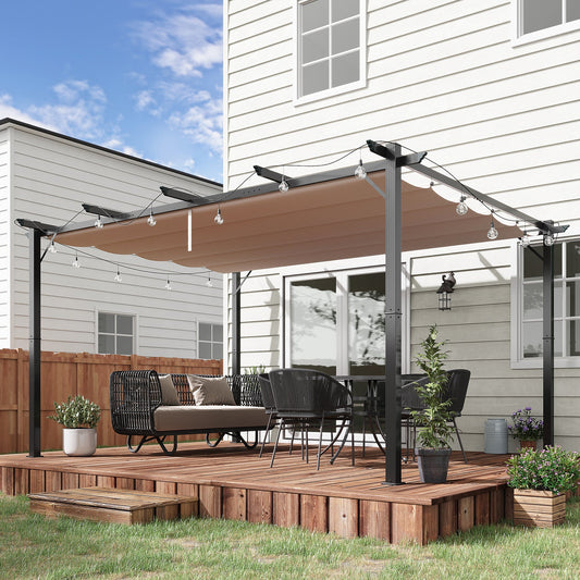 10' x 13' Outdoor Pergola Aluminium Gazebo Backyard Canopy Cover Square Sunshade Garden Grape Trellis Black - Gallery Canada