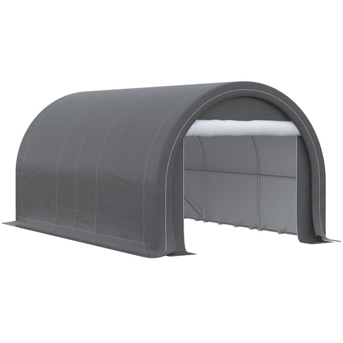 10' x 16' Heavy Duty Portable Carport Tent with Zippered Door, PE Cover for Car, Truck, Boat, Motorcycle, Bike, Grey