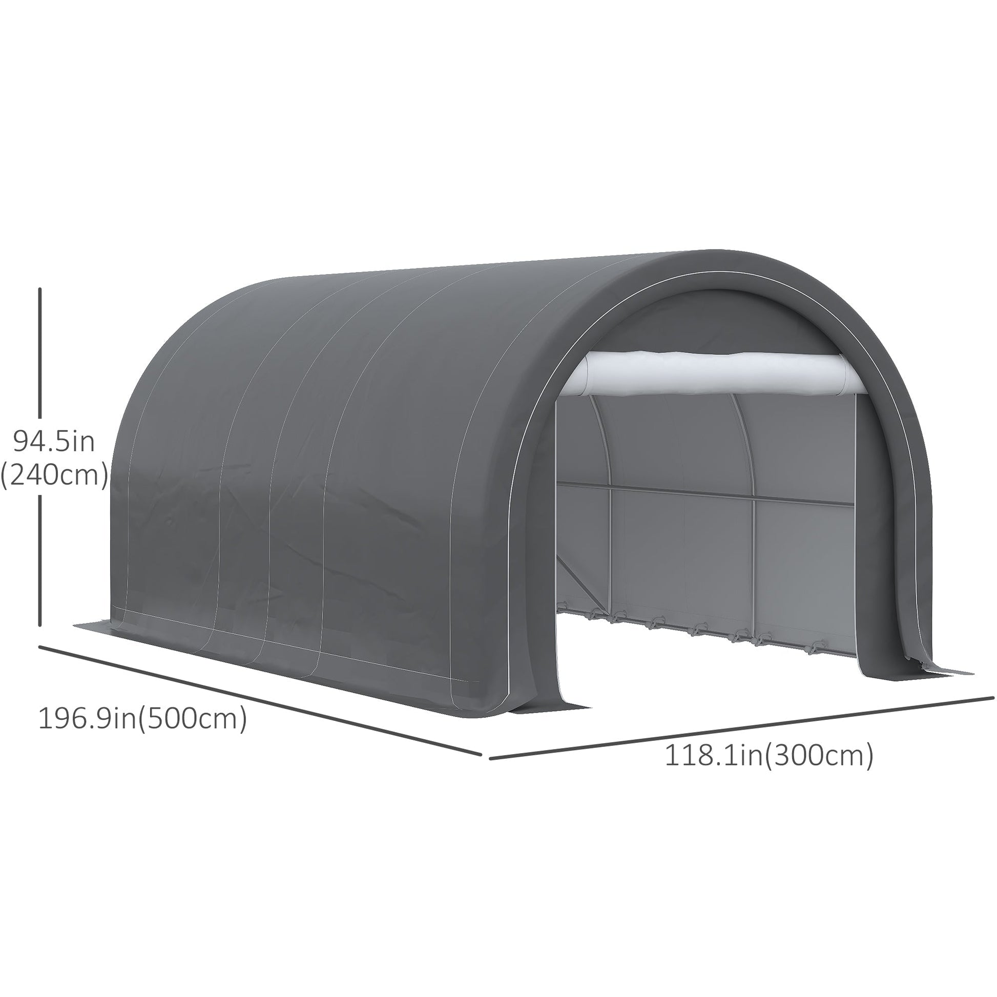 10' x 16' Heavy Duty Portable Carport Tent with Zippered Door, PE Cover for Car, Truck, Boat, Motorcycle, Bike, Grey at Gallery Canada