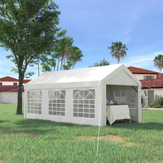10' x 20' Party Tent &; Carport, Large Outdoor Canopy Tent Portable Garage with Removable Sidewalls and Windows, White Tents for Parties, Wedding and Events - Gallery Canada