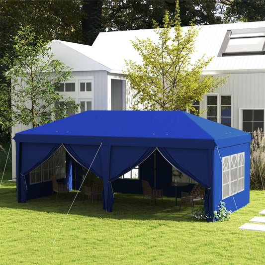 10' x 20' Pop Up Canopy Tent Outdoor Portable Easy Up Party Tent Garden Shade Shelter with Walls Carrying Bag, Blue - Gallery Canada