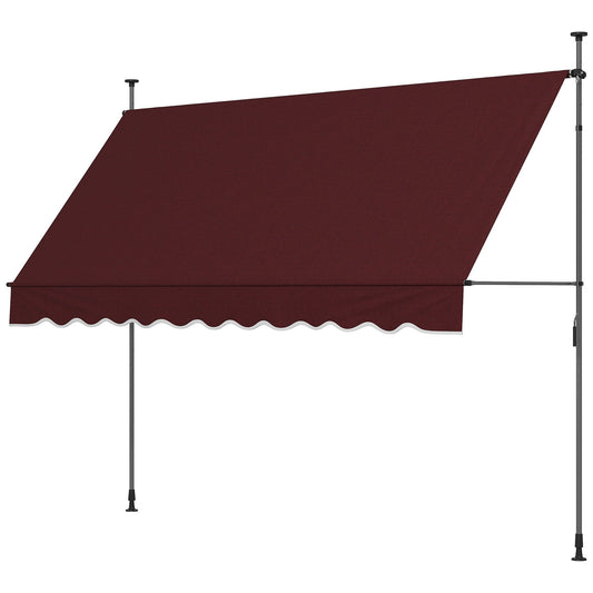 10' x 3' Manual Retractable Awning, Non-Screw Freestanding Patio Awning, UV Resistant, for Window or Door, Wine Red - Gallery Canada