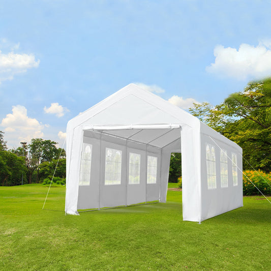 10 x 30ft Heavy Duty Party Tent Gazebo Carport Camping Canopy (10 x 30ft) with Removable Sidewalls White - Gallery Canada