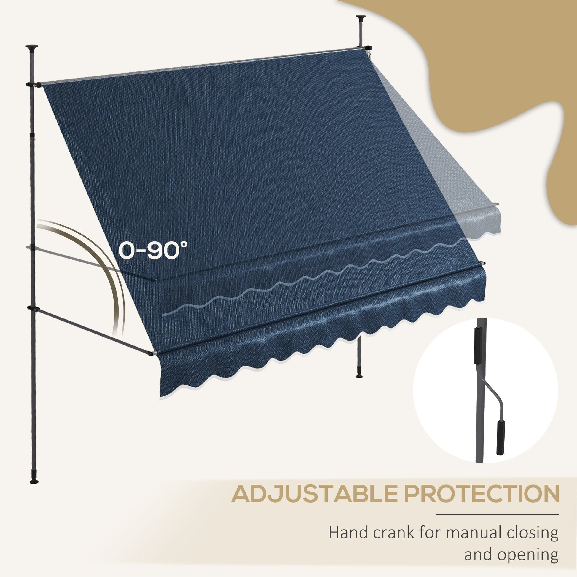 10' x 4' Manual Retractable Awning, Non-Screw Freestanding Patio Awning, UV Resistant, for Window or Door, Blue at Gallery Canada