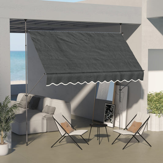 10' x 4' Manual Retractable Awning, Non-Screw Freestanding Patio Awning, UV Resistant, for Window or Door, Dark Grey - Gallery Canada