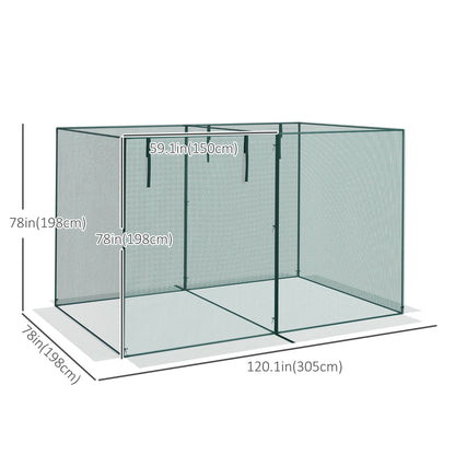 10 x 6.5ft Crop Cage, Garden Plant Protector with Two Zippered Doors, Storage Bag and Ground Stakes, Green - Gallery Canada