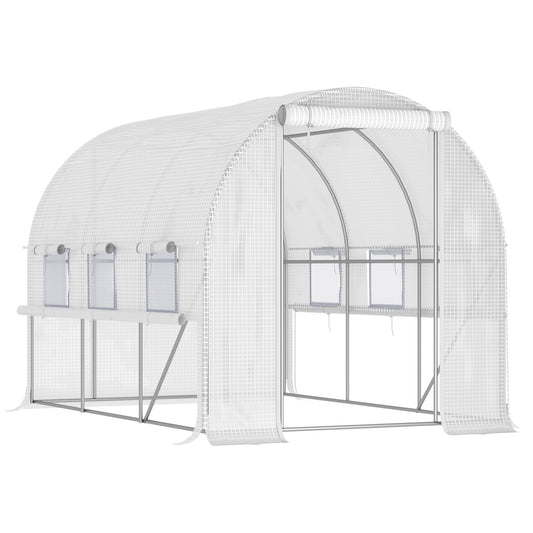 10' x 6.6' x 6.6' Walk-in Tunnel Greenhouse with Quality PE Cover, Zipper Doors &; Mesh Windows, White at Gallery Canada