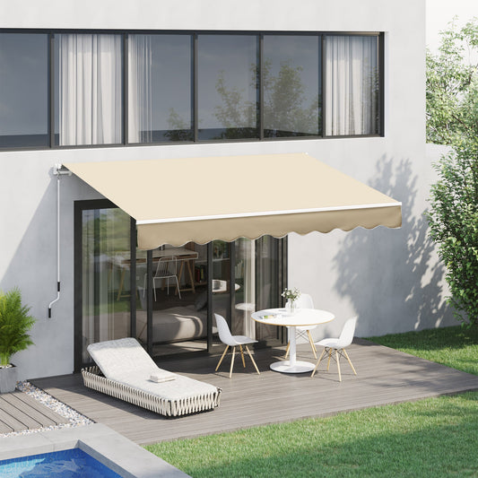 10' x 8' Manual Retractable Awning, Sun Shade Shelter Canopy, with Aluminum Frame and UV Protection for Patio Deck Yard Window Door, Beige - Gallery Canada