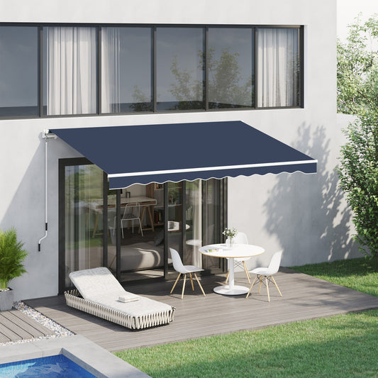 10' x 8' Manual Retractable Awning, Sun Shade Shelter Canopy, with Aluminum Frame and UV Protection for Patio Deck Yard Window Door, Blue - Gallery Canada