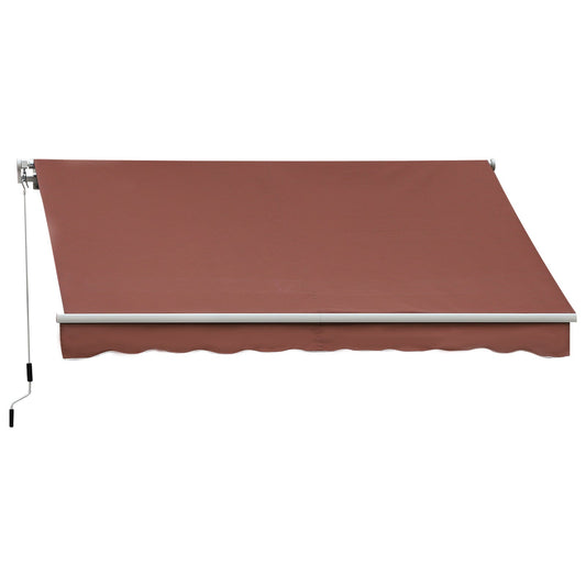 10' x 8' Manual Retractable Awning, Sun Shade Shelter Canopy, with Aluminum Frame and UV Protection for Patio Deck Yard Window Door, Coffee - Gallery Canada