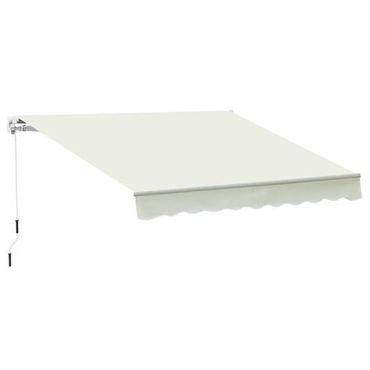 10' x 8' Manual Retractable Awning, Sun Shade Shelter Canopy, with Aluminum Frame and UV Protection for Patio Deck Yard Window Door, Cream White - Gallery Canada