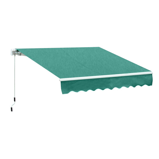10' x 8' Manual Retractable Awning, Sun Shade Shelter Canopy, with Aluminum Frame and UV Protection for Patio Deck Yard Window Door, Green - Gallery Canada