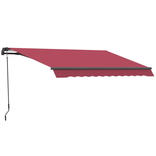 10' x 8' Manual Retractable Awning, Sun Shade Shelter Canopy, with Aluminum Frame and UV Protection for Patio Deck Yard Window Door, Red - Gallery Canada