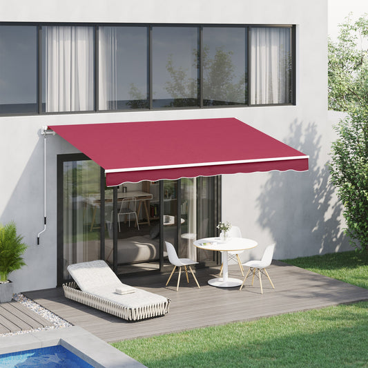 10' x 8' Manual Retractable Awning, Sun Shade Shelter Canopy, with Aluminum Frame and UV Protection for Patio Deck Yard Window Door, Wine Red - Gallery Canada