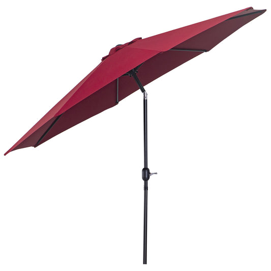 10' x 8' Round Market Umbrella, Patio Umbrella with Crank Handle and Tilt, Outdoor Parasol for Garden, Bench, Lawn, Wine Red - Gallery Canada