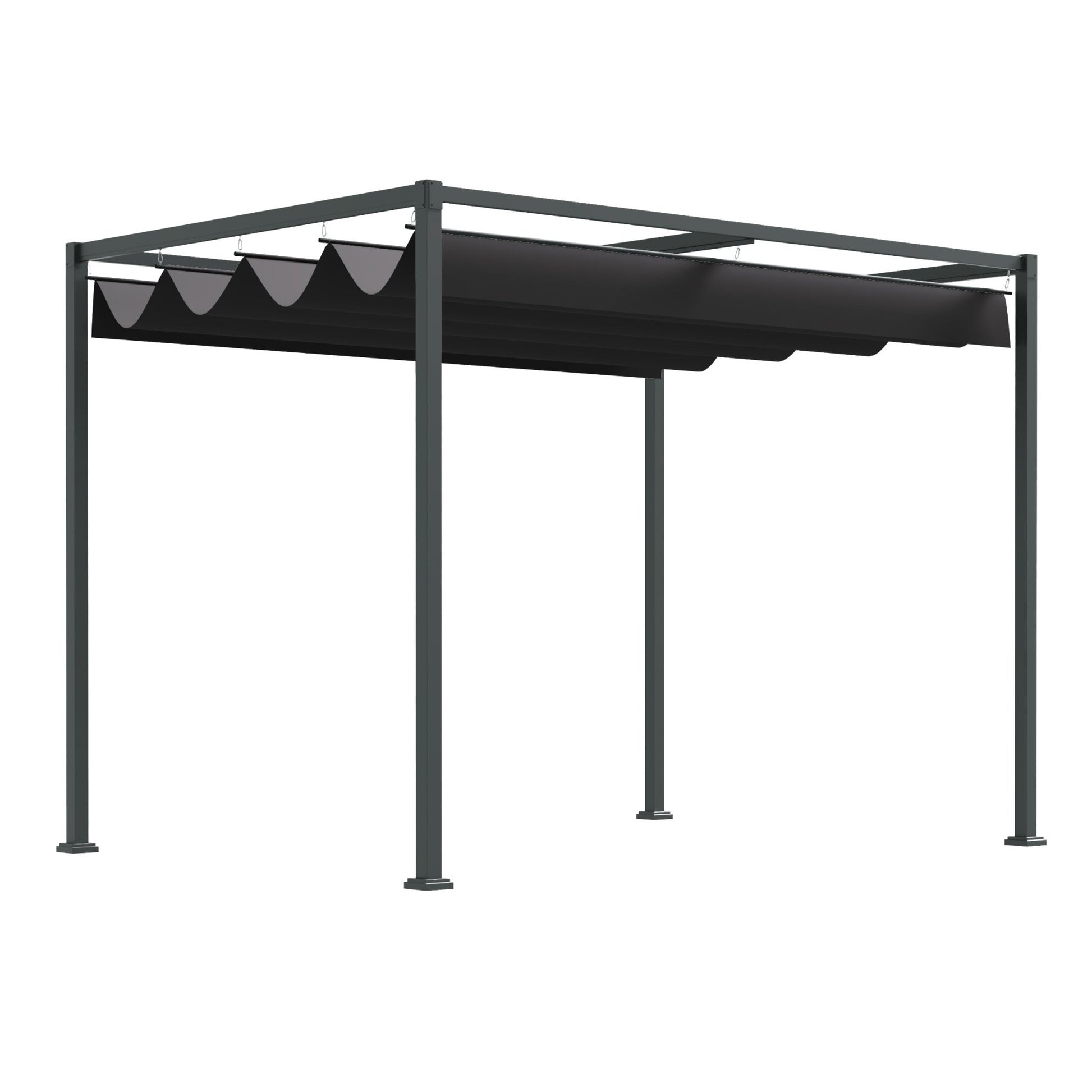 10' x7' Patio Pergola with Retractable Canopy, Outdoor Sun Shelter, Yard Shade, Black at Gallery Canada