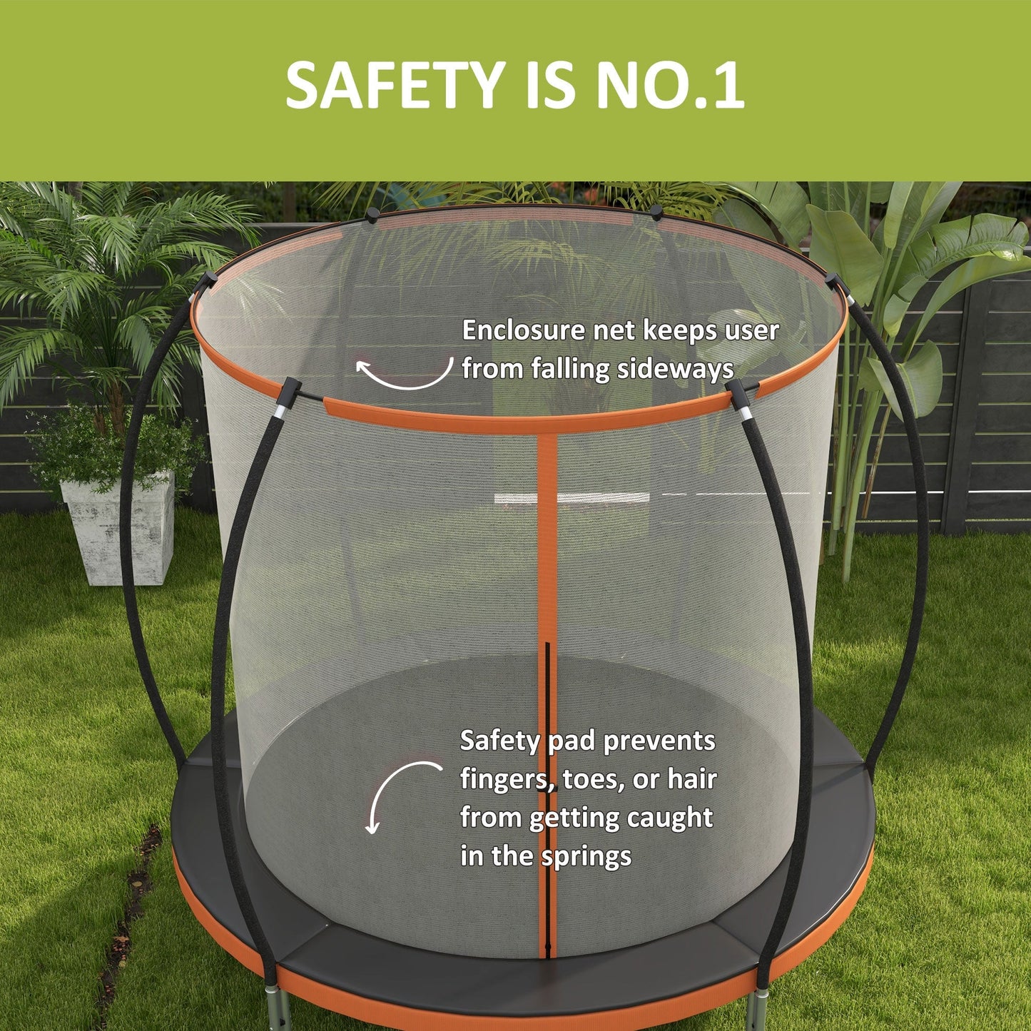 10ft Outdoor Trampoline with Enclosure Net and Ladder, Backyard Fitness Trampoline for Teens and Adults - Gallery Canada