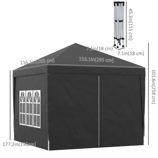 10'x10' Outdoor Pop Up Party Tent Wedding Gazebo Canopy with Carrying Bag (Black) - Gallery Canada
