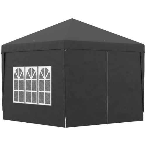 10'x10' Outdoor Pop Up Party Tent Wedding Gazebo Canopy with Carrying Bag (Black)
