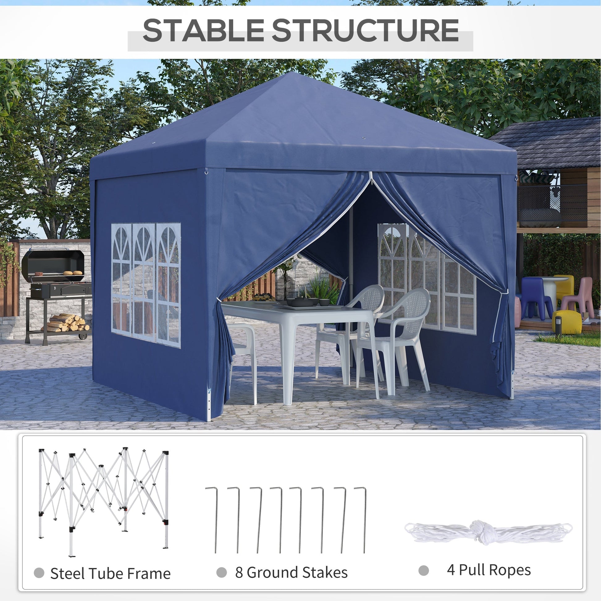 10'x10' Outdoor Pop Up Party Tent Wedding Gazebo Canopy with Carrying Bag (Blue) - Gallery Canada