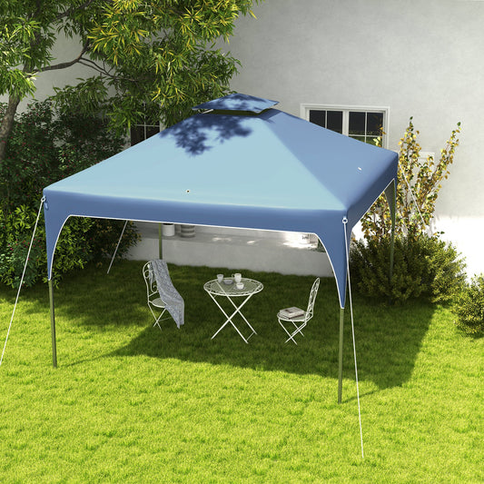 10'x10' Pop Up Canopy, Easy Set Up Party Tent with 2 Tier Vented Roof and Carrying Bag for Outdoor, Garden, Camping, Blue - Gallery Canada